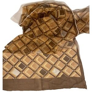 Scarf 40% Silk 16X42 Japan Squares Chiffon Rectangular soft geometric shapes